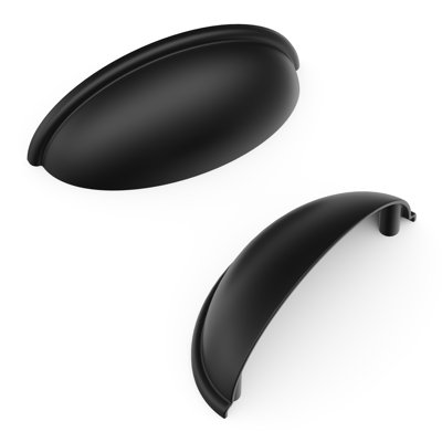 Heritage Designs Collins Cup Pull - 3" Centre to Centre Cabinet Pull Matte Black - Transitional Hardware for Drawers & Cabinets