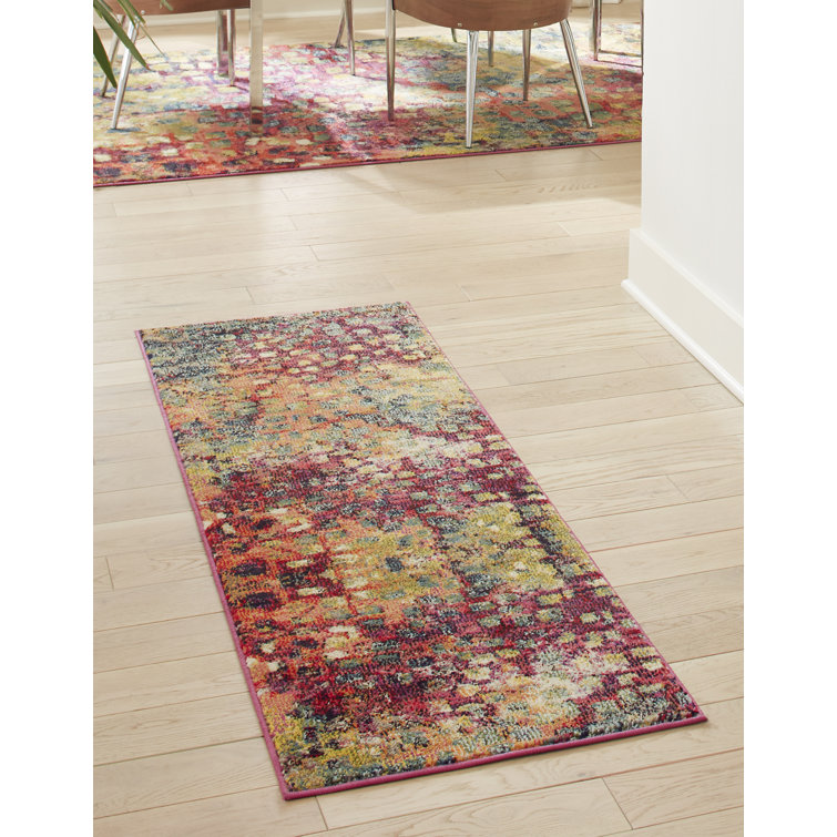 Corlenzo Abstract Orange/Pink/Blue/Yellow Area Rug