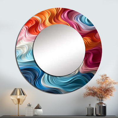 Multicolor Op Art Illusory Depth - Op Art Round Mirror Wall Decor_MTMIR117392