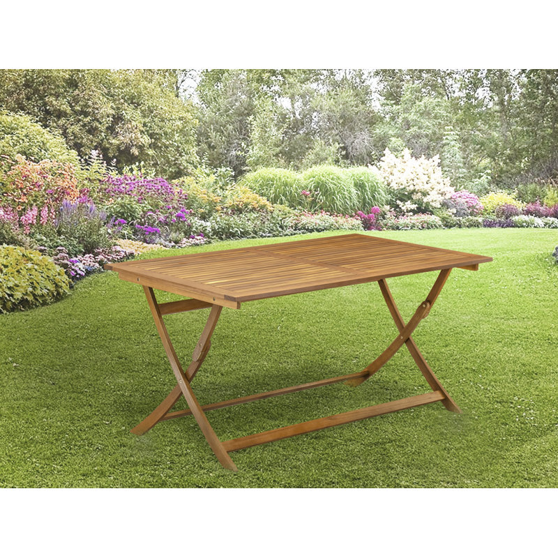 A Patio Dining Table - a Rectangle Acacia Wood Table with Butterfly Leaf, 36x60 Inch, Natural Oil