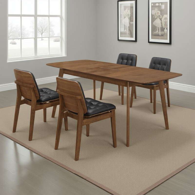 Kevirent Rectangular Dining Set, 5, Black