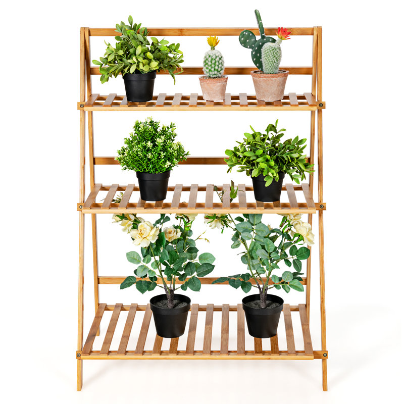 Étagère de rangement pliante en bambou Arlmont & Co.