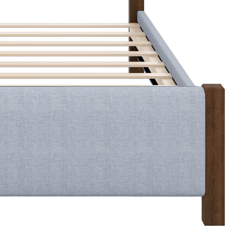 Base de lit tapissier moderne Mid-Century, Gris