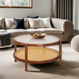 Provins Solid Wood Coffee Table, Glass Top Coffee Table