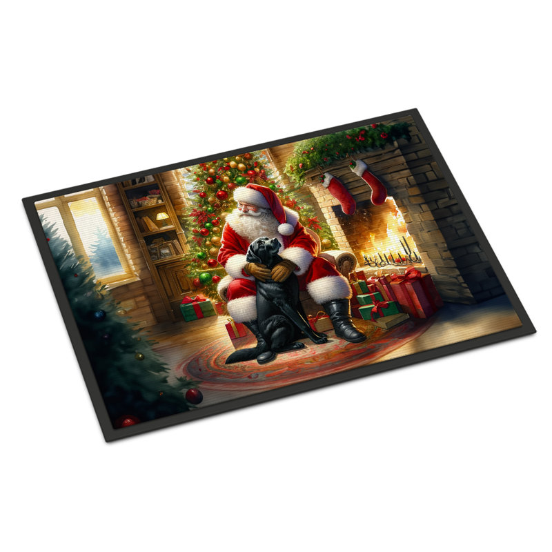 Paillasson Labrador Retriever and Santa Claus, L 24 po x L 36 po