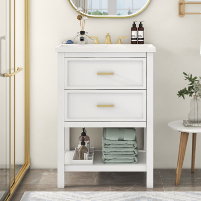 Meuble-lavabo simple 24 po avec plateau en résine Mediouna