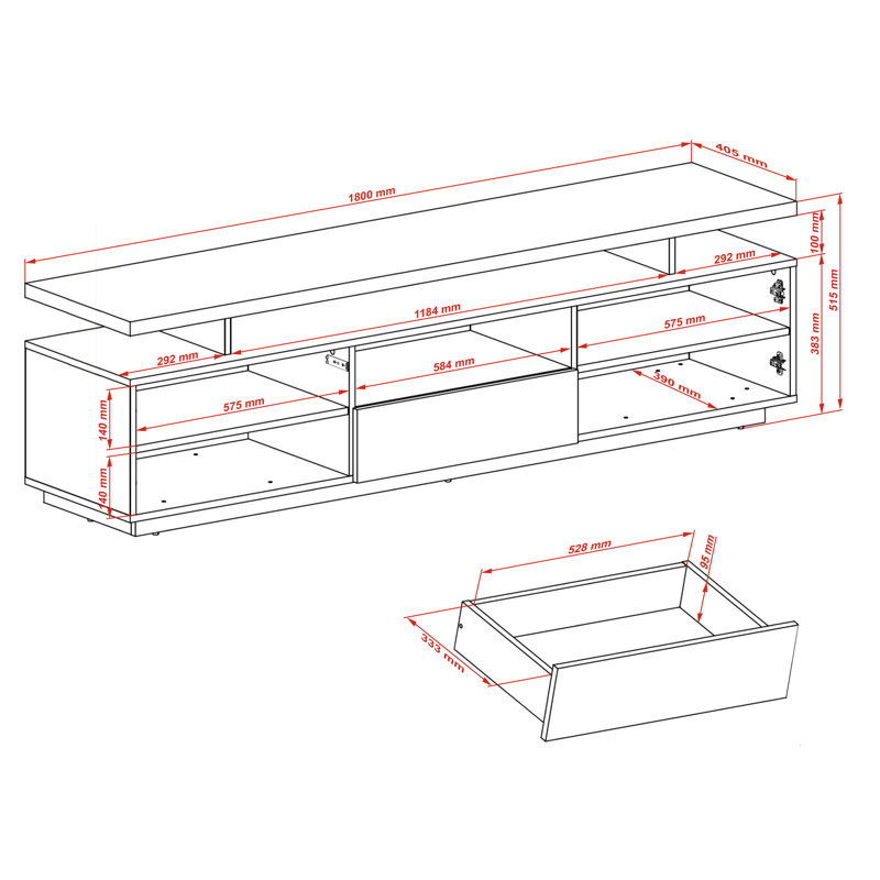 Ataman TV Stand for TVs up to 75", White Matt