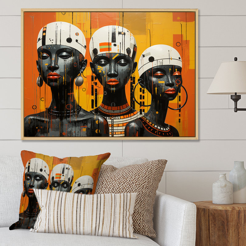 Minimalisme des tribus d'Afrique II sur toile, Cadre flottant blanc, H 30 po x l 40 po x P 1,5 po