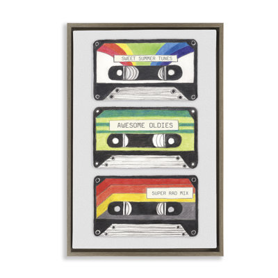 Toile flottante encadrée avec cassettes rétro par Connie Resch