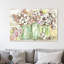 Colorful Flowers And Cotton Bolls In Mason Jars - Wrapped Canvas Painting-875474252