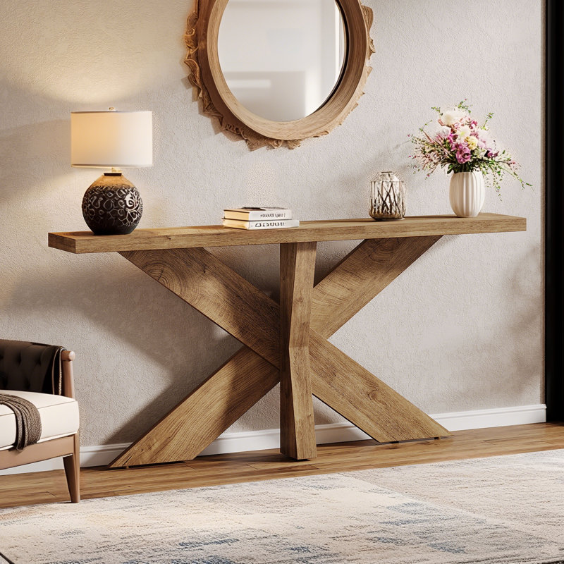 Table console 70,9 po, canapé de couloir en bois, Naturel