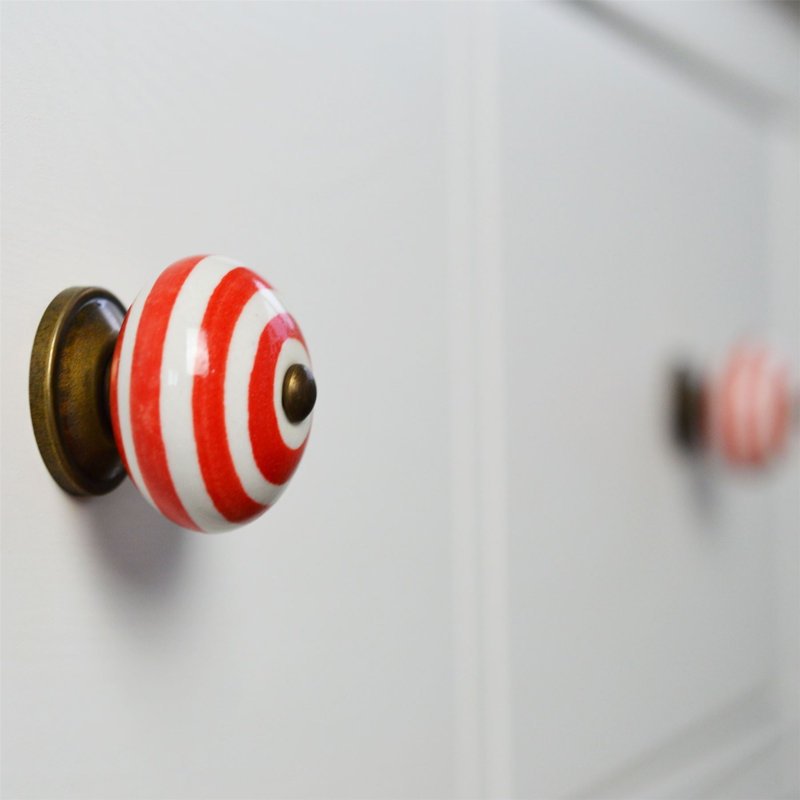 Nicola Spring - Round Ceramic Cabinet Knob, Light Red