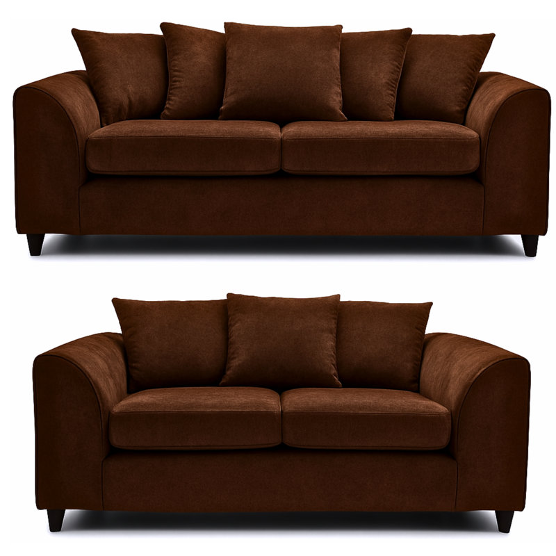 Living Room & Bedroom Seating Chenille 3+2 Seater Living Room Sets, Brown