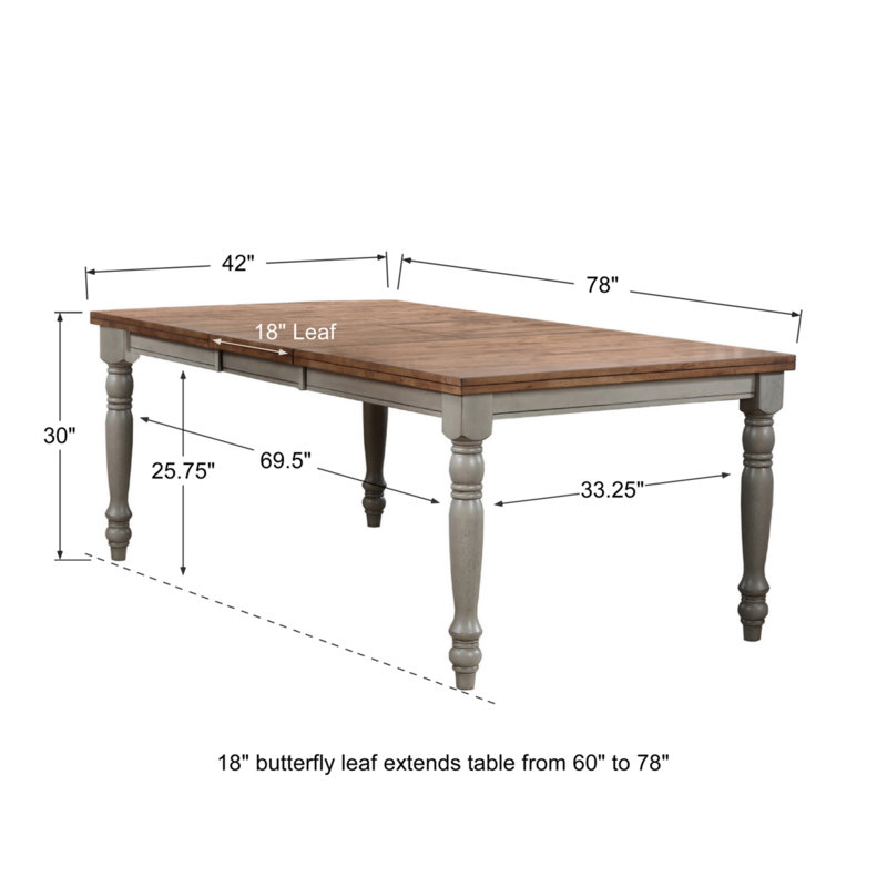 Dirko Extendable Rectanglular Solid Wood Dining Table