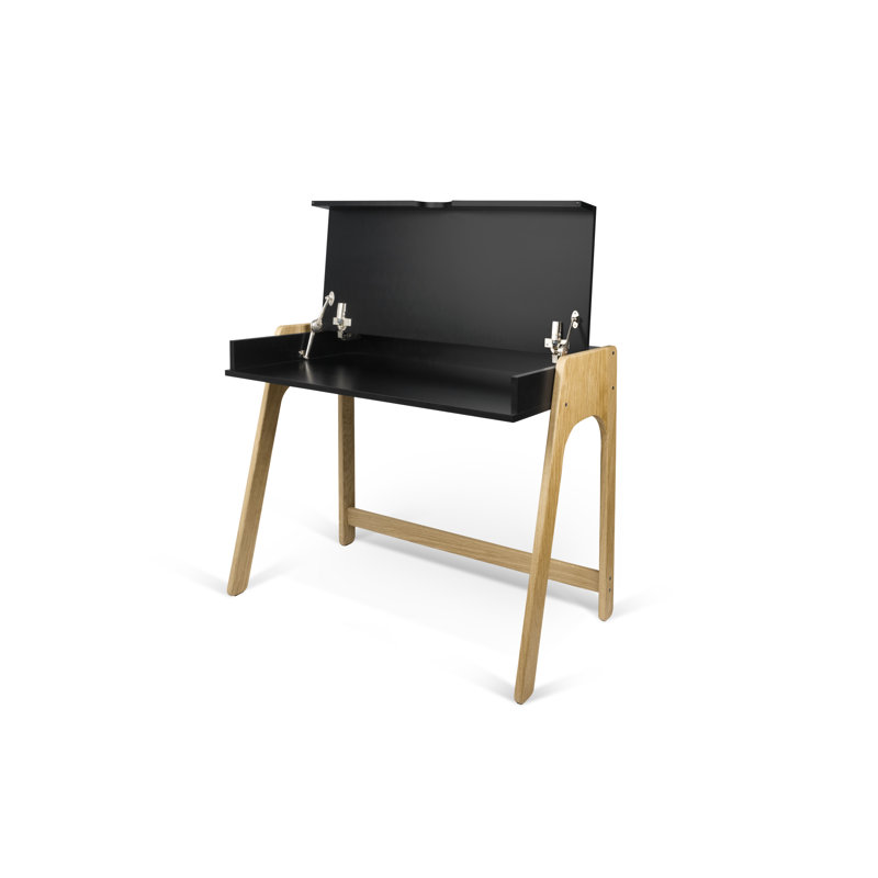Solid Wood Base Writing Desk, Matte Black
