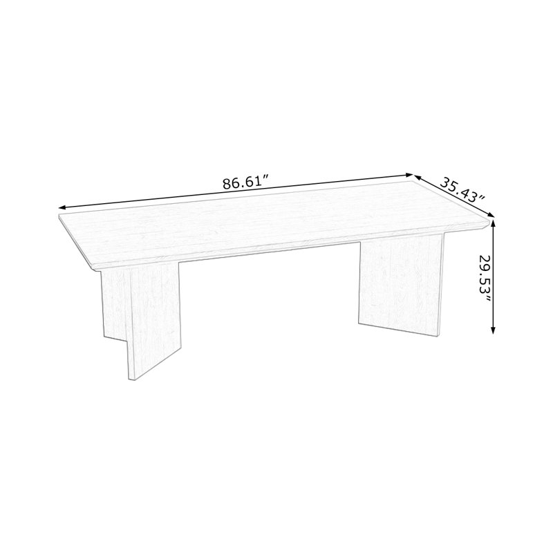 Bureau rectangulaire en bois massif Burlywood, H 29,53 po x l 86,61 po x P 35,43 po