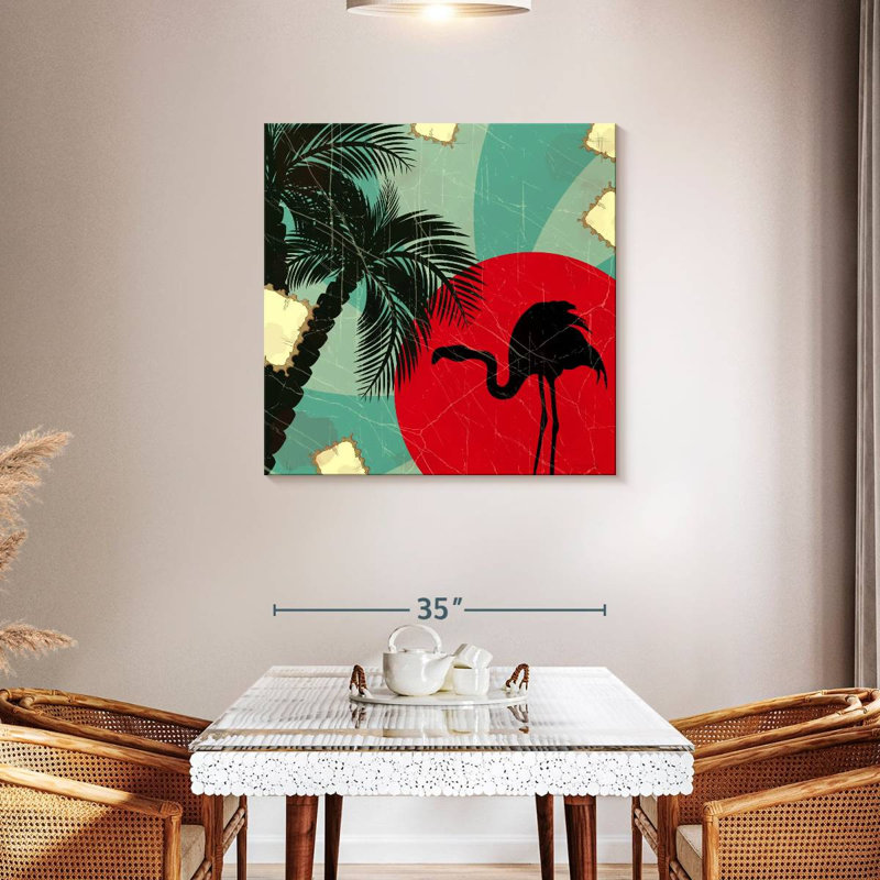Brampt Retro Flamingo And Palm, 36" H x 36" W