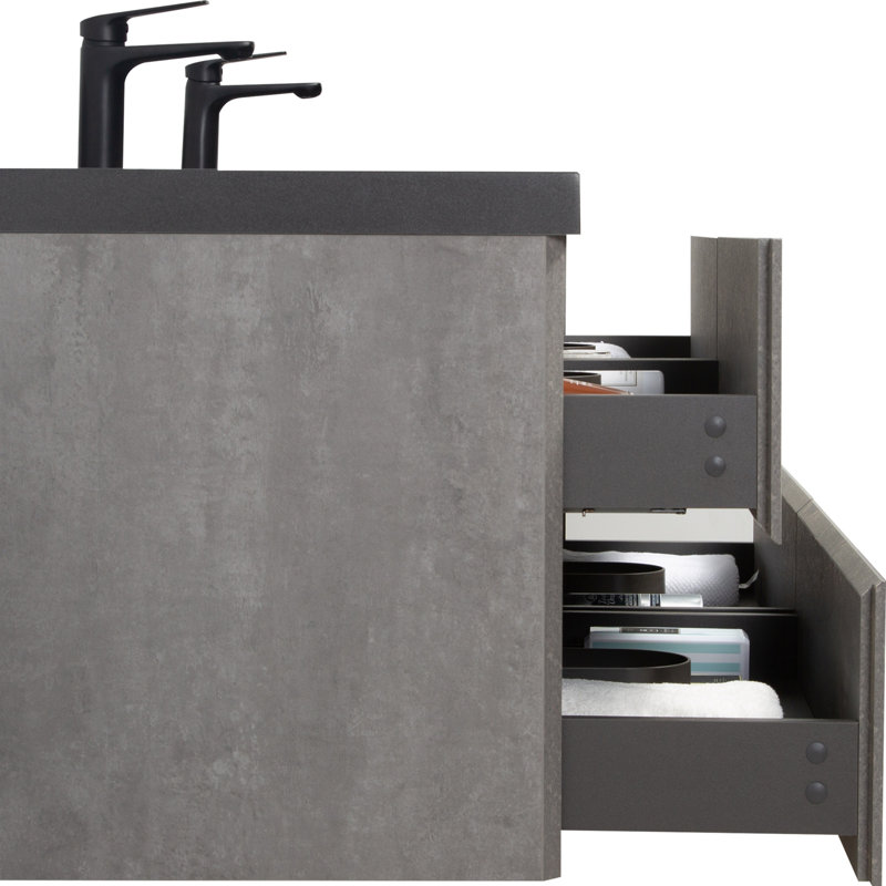 Meuble-lavabo flottant avec lavabo, Gris