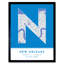 New Orleans Louisiana United States City Map Blue 1 Piece Single Picture Frame Wall Art