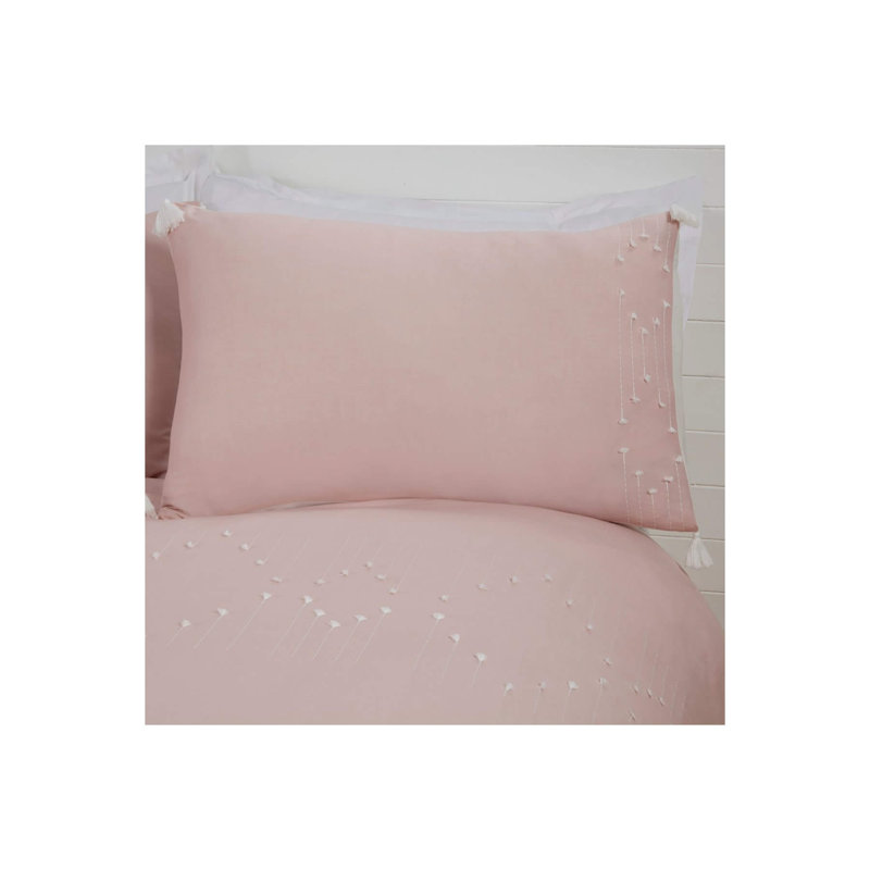 Rohrbaugh Polyester Solid Colour Duvet Cover Set with Pillowcases Included, Kingsize - 2 Standard Pillowcases, Blush