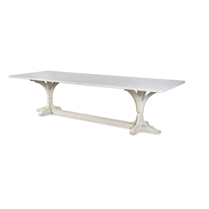Tara Shaw Dining Table, 30"H x 120"L x 42"W, White/Gray