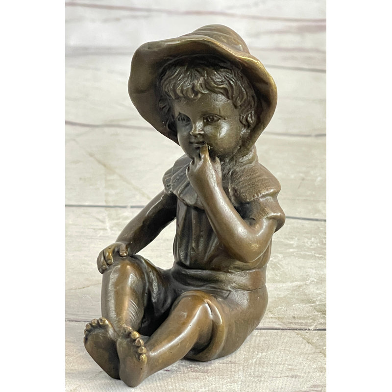 Sculpture en bronze de bébé fille - Art original signé Milo