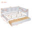 Lit de jour en bois avec 2 tiroirs, lit de jour avec tablette de rangement et ports de chargement USB, blanc