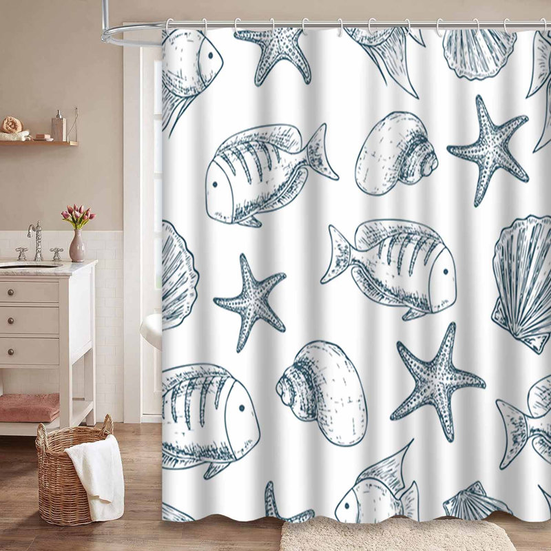 Rideau de douche imperméable à l'eau avec 12 crochets, L 72 po x l 72 po