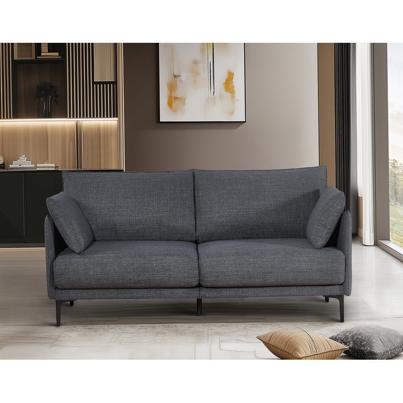 Canapé confortable avec port USB et pieds en métal pour divers espaces, Gris, H 33,46 po x l 68,11 po x P 33,46 po