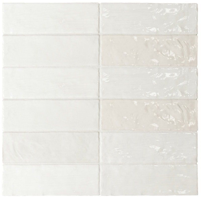 Carrelage mural en céramique 2,5 po x 8 po Riviera Zellige (5,38 pieds carrés / caisse), Blanc