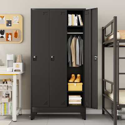 Armoire de rangement en métal 67 po avec 3 portes verrouillables pour les employés