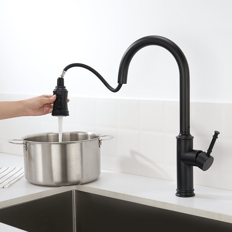 Robinet sans contact avec pulvérisateur rétractable, robinet à capteur de mouvement à un trou pour évier de cuisine, Lefton KF2210