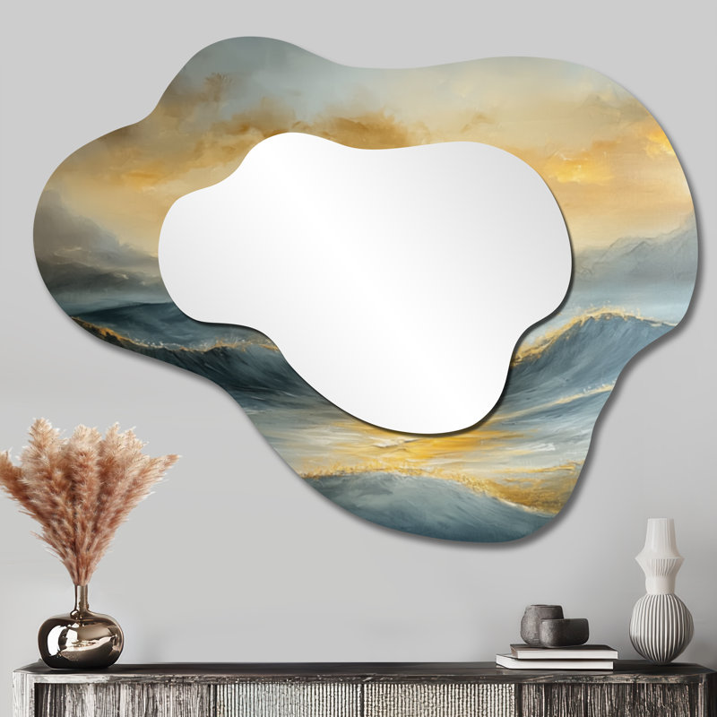 Mélodie silencieuse de Coastal Echo - miroir mural côtier asymétrique, miroir de meuble-lavabo nautique, imprimé sur métal