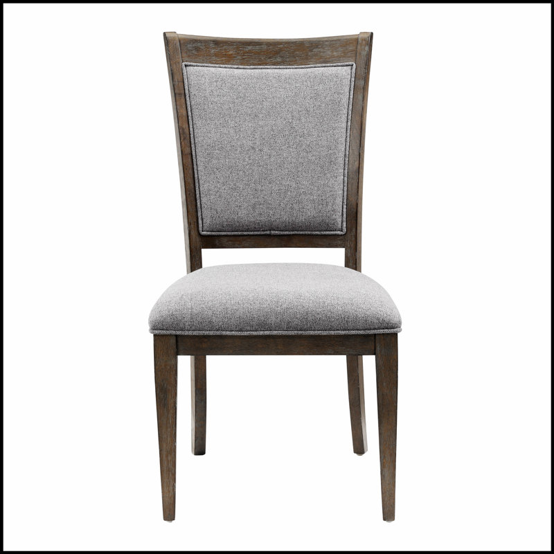 Ensemble de 2 chaises d'appoint transitionnelles brun gris, revêtement en tissu confortable et structure en bois durable pour les repas