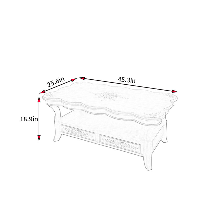 Table basse de style rétro américain, Vert foncé, Beige