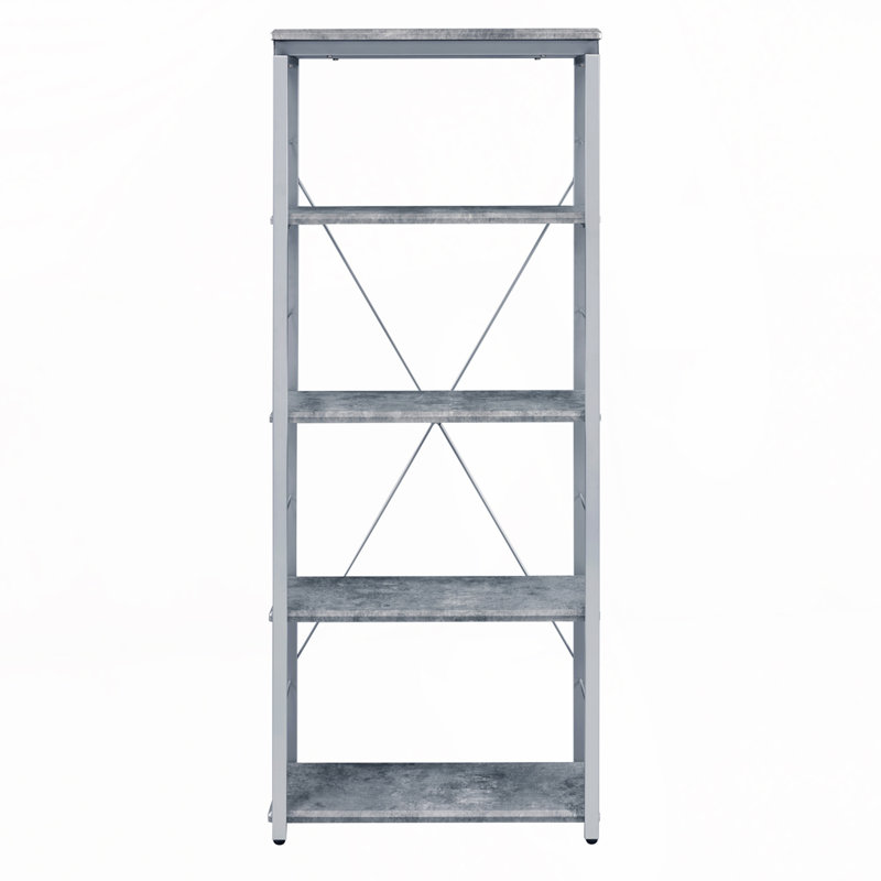 Jordahn Etagere Bookcase, (5 Shelves) 54" H x 24" W x 11" D, Gray