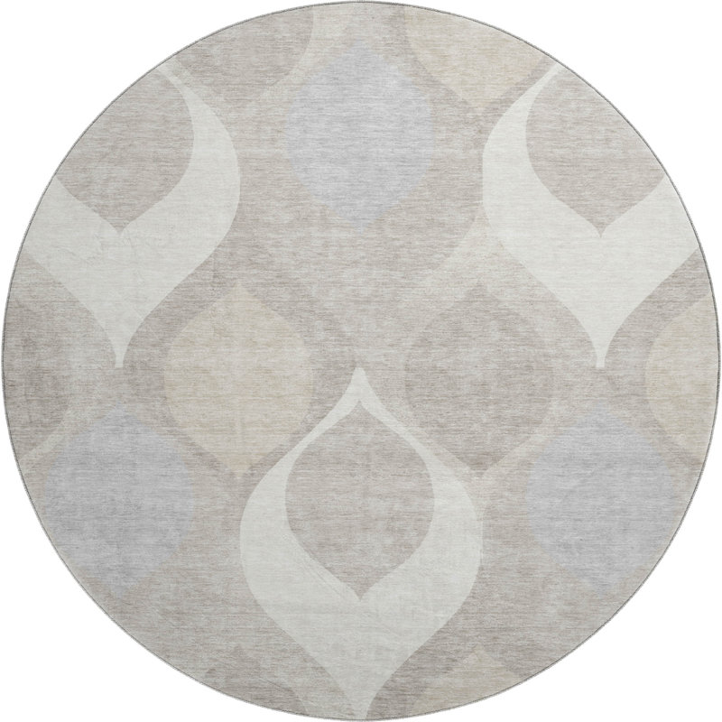 Premium Machine Washable Lisse Ivory Rug, Round 8'