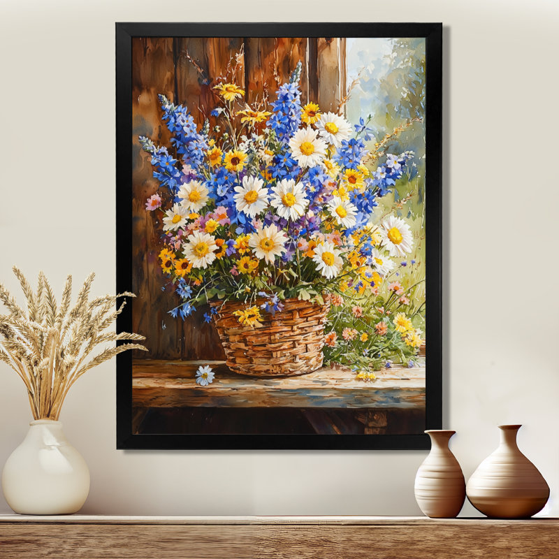 Joyce - Floral Wall Art, H 32 po x l 24 po, Noir, noir, noir, noir, Reproduction encadrée sans passe-partout