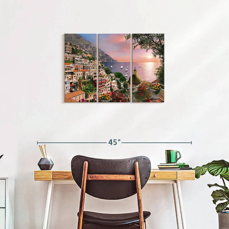 " Seaside Positano " 3 - Pieces, 20" H x 33" W x 1.25" D