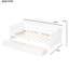 Lit de jour simple en bois blanc, 2 tiroirs pour l'organisation de la chambre à coucher, fabrication en pin, pas de sommier tapissier, idéal pour tout intérieur, conception de chalet traditionnelle, espace de rangement supplémentaire pour la structure, haute qualité