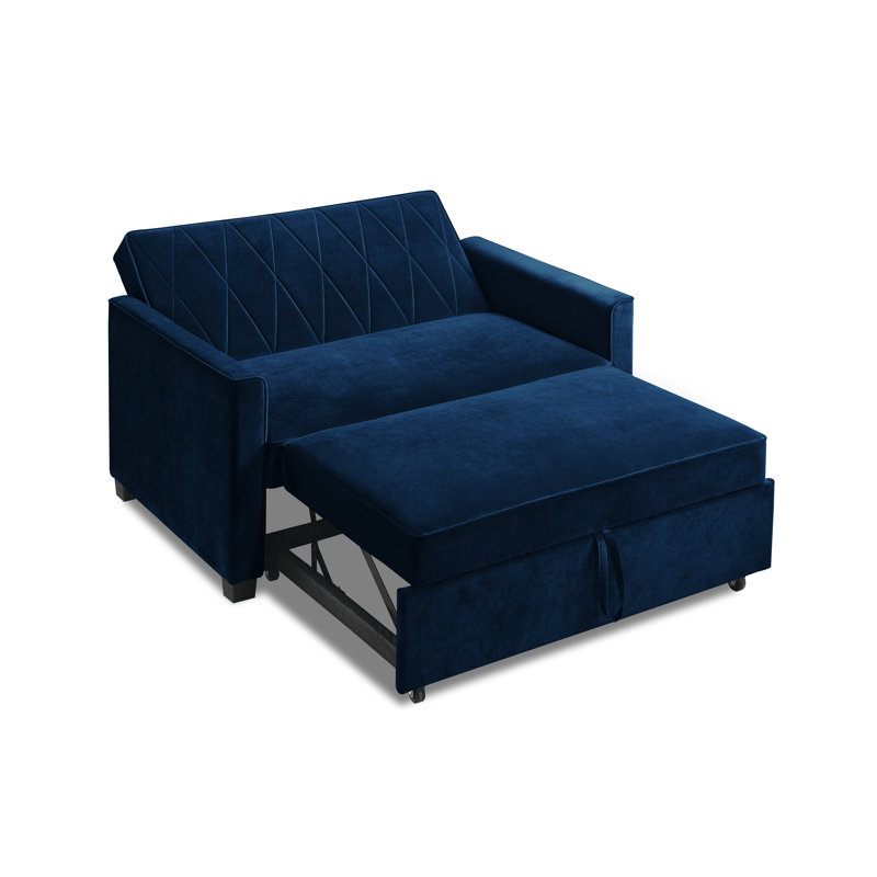 Matt 2 Seater Velvet Sofa Bed, Midnight Blue