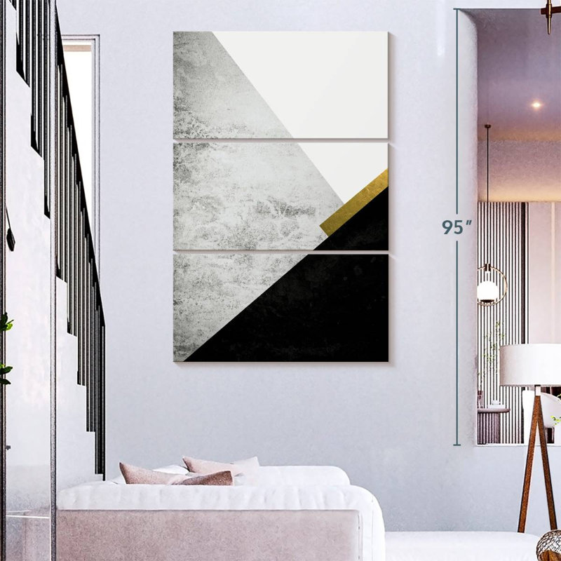 Avery Black Grey Gold Mountains I, 74" H x 48" W