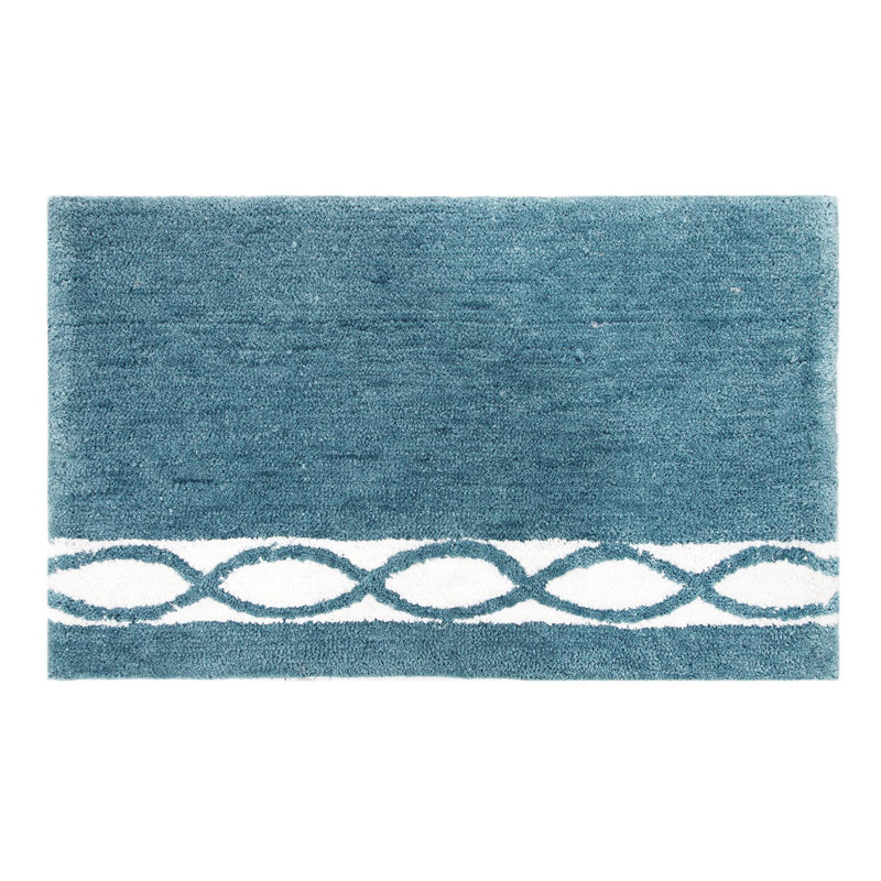 Yair Non-Slip Bath Rug, Aqua Blue