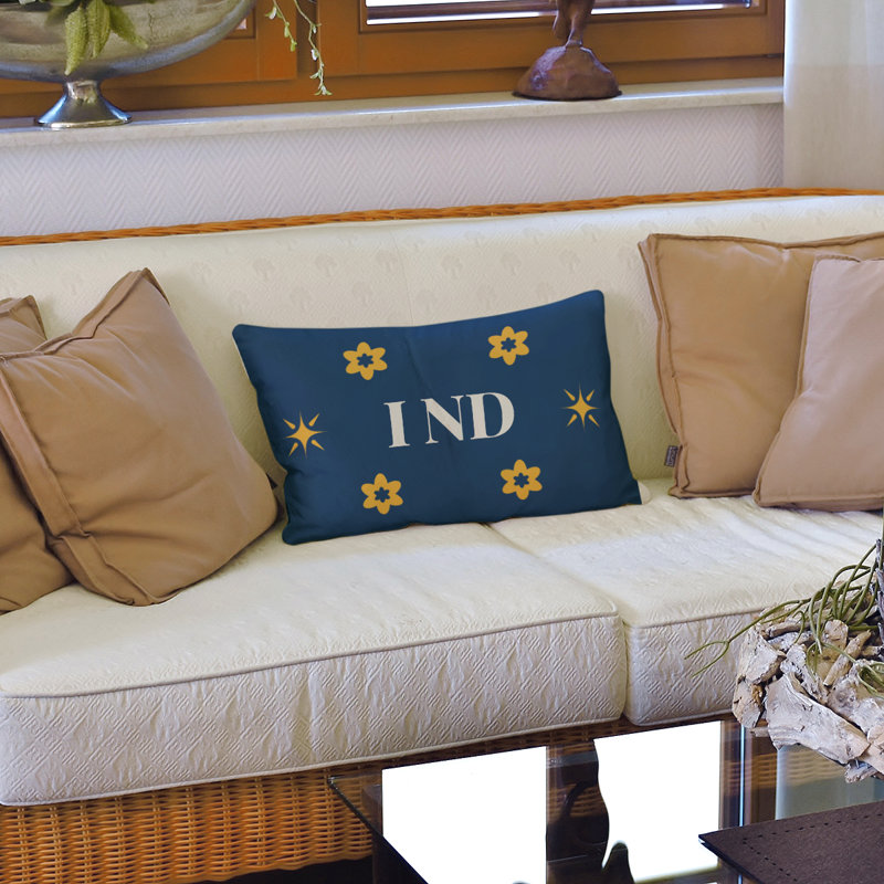 Coussin tissé et fermé Indianapolis, Bleu marine/doré