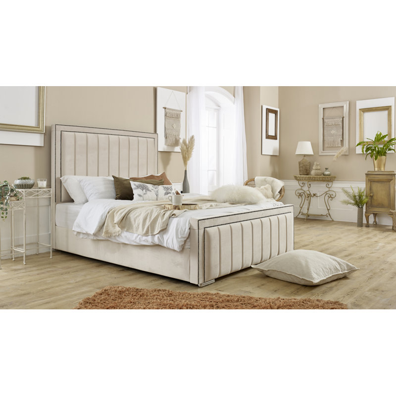 Ajea Upholstered Bed, Beige, Single (3')
