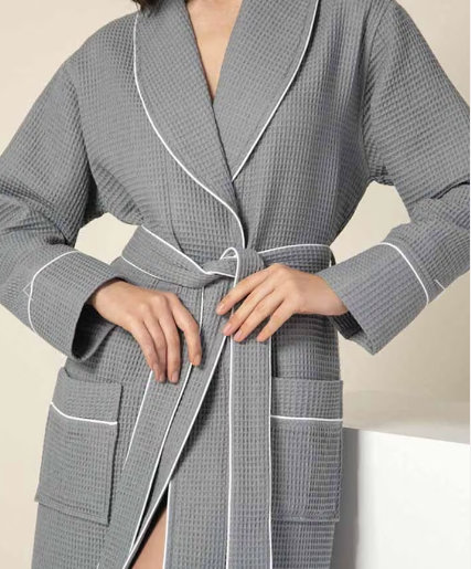 Peignoir d'hôtel de luxe en coton turc biologique pour femmes, M, Gris