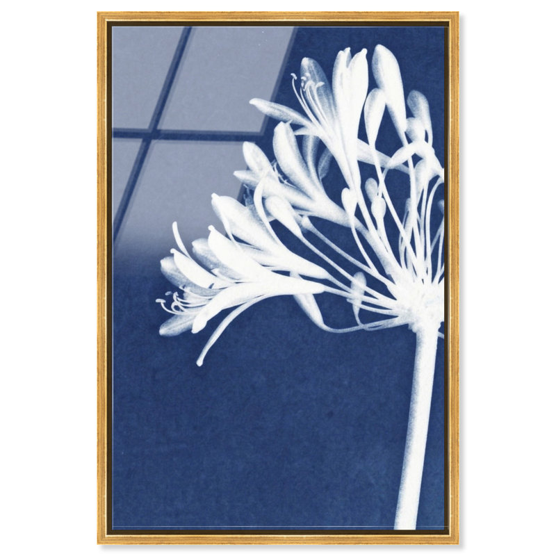 Cyan Bloom Print by Oliver Gal, 11"H x 16"W, Gold Floater Frame
