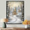 «Snowy Little Christmas Forest Town - Forest and River», reproduction d'art mural