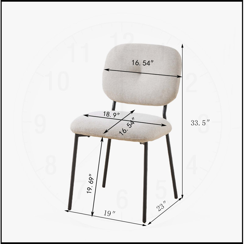 Ensemble de 2 chaises d'appoint modernes et rembourrées avec pieds en métal Modern, Blanc, Noir