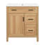 Meuble-lavabo de 30 po en bois avec cadre en bois massif, 1 porte à fermeture douce, 2 tiroirs à fermeture douce, tablette réglable, armoire de rangement moderne